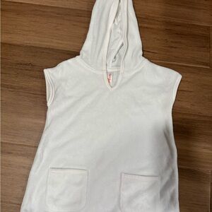 White Hooded Terrycloth Sleeveless 2T Swim Coverup